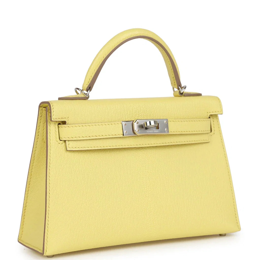 HERMES Mini Kelly 20 Chèvre Limoncello Palladium Hardware - WATCHXNYC