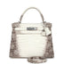 HERMES Kelly 28 Retourne Crocodile Niloticus Himalaya Blanc Palladium Hardware
