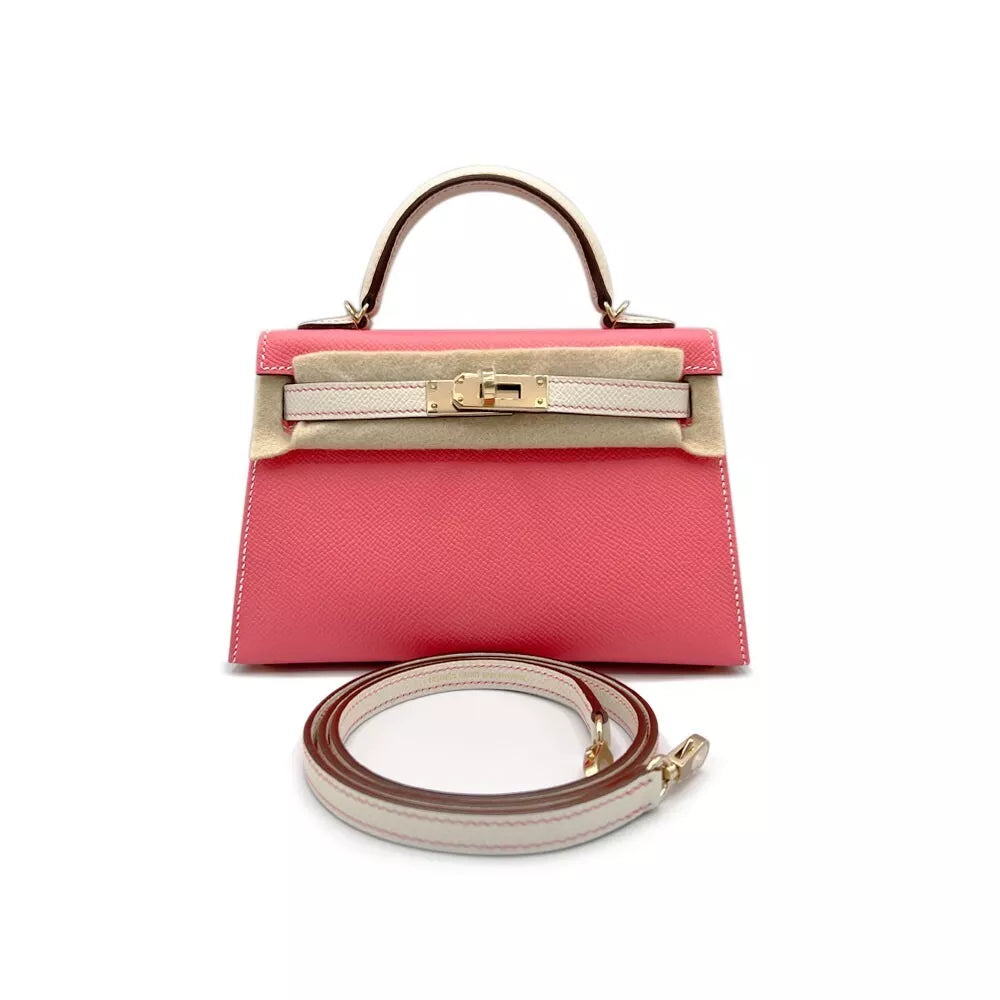 HERMES Mini Kelly 20 Epsom Special Order HSS Rose Azalee / Craie Gold Hardware - WATCHXNYC