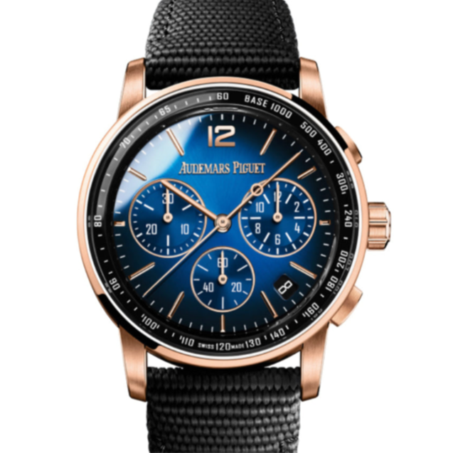 Audemars Piguet CODE 11.59 41mm Blue &amp; Rose Gold Dial Black Strap 26393OR.OO.A002KB.03 - WATCHXNYC