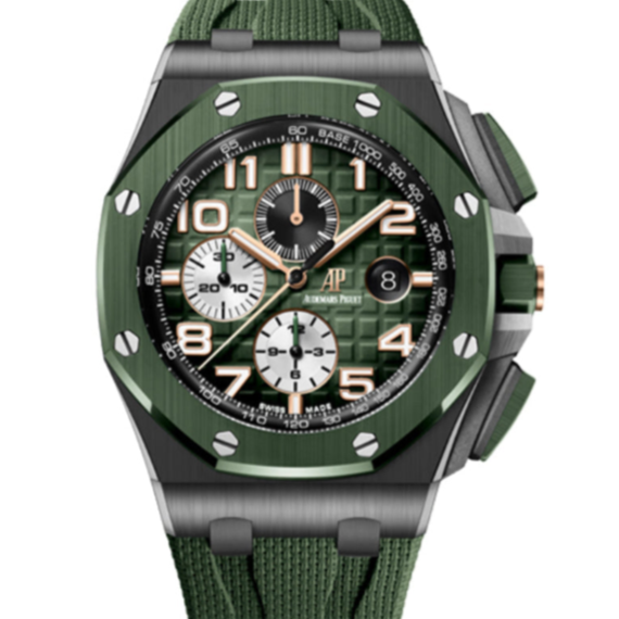 Audemars Piguet Royal Oak Offshore 44mm Green Ceramic Dial Strap 26405CE.OO.A056CA.01 - WATCHXNYC