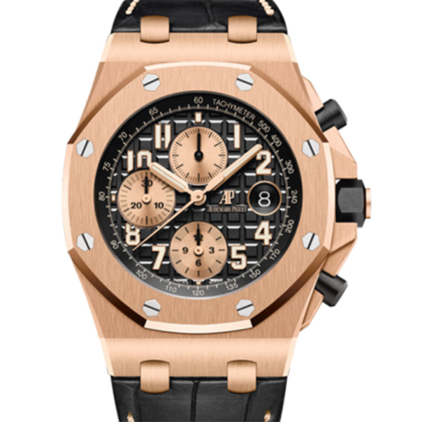 Audemars Piguet Royal Oak Offshore 42mm Black Dial Rose Gold Strap 26470OR.OO.A002CR.02 - WATCHXNYC