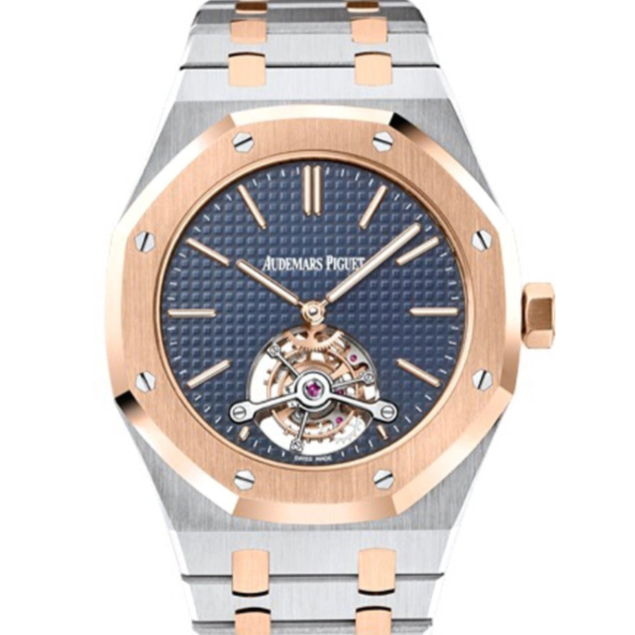 Audemars Piguet Royal Oak 41mm Blue Dial Pink Gold &amp; Stainless Steel Bracelet 26517SR.OO.1220SR.01 - WATCHXNYC