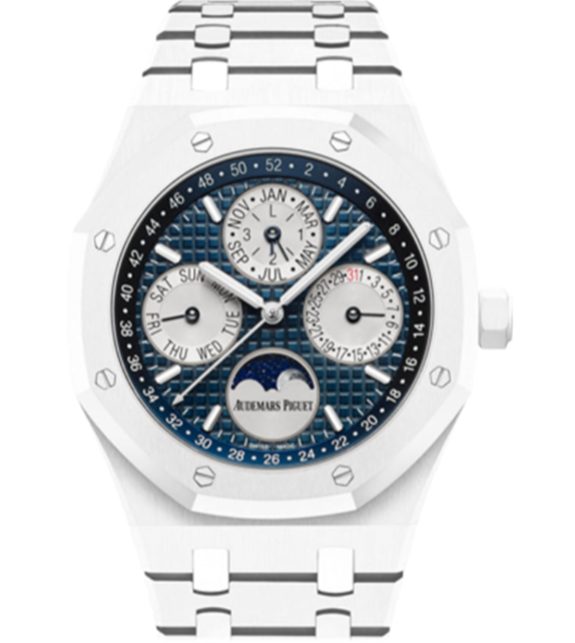 Audemars Piguet Royal Oak Perpetual Calendar 41mm Blue Grey Dial White Ceramic Bracelet 26579CB.OO.1225CB.01 - WATCHXNYC
