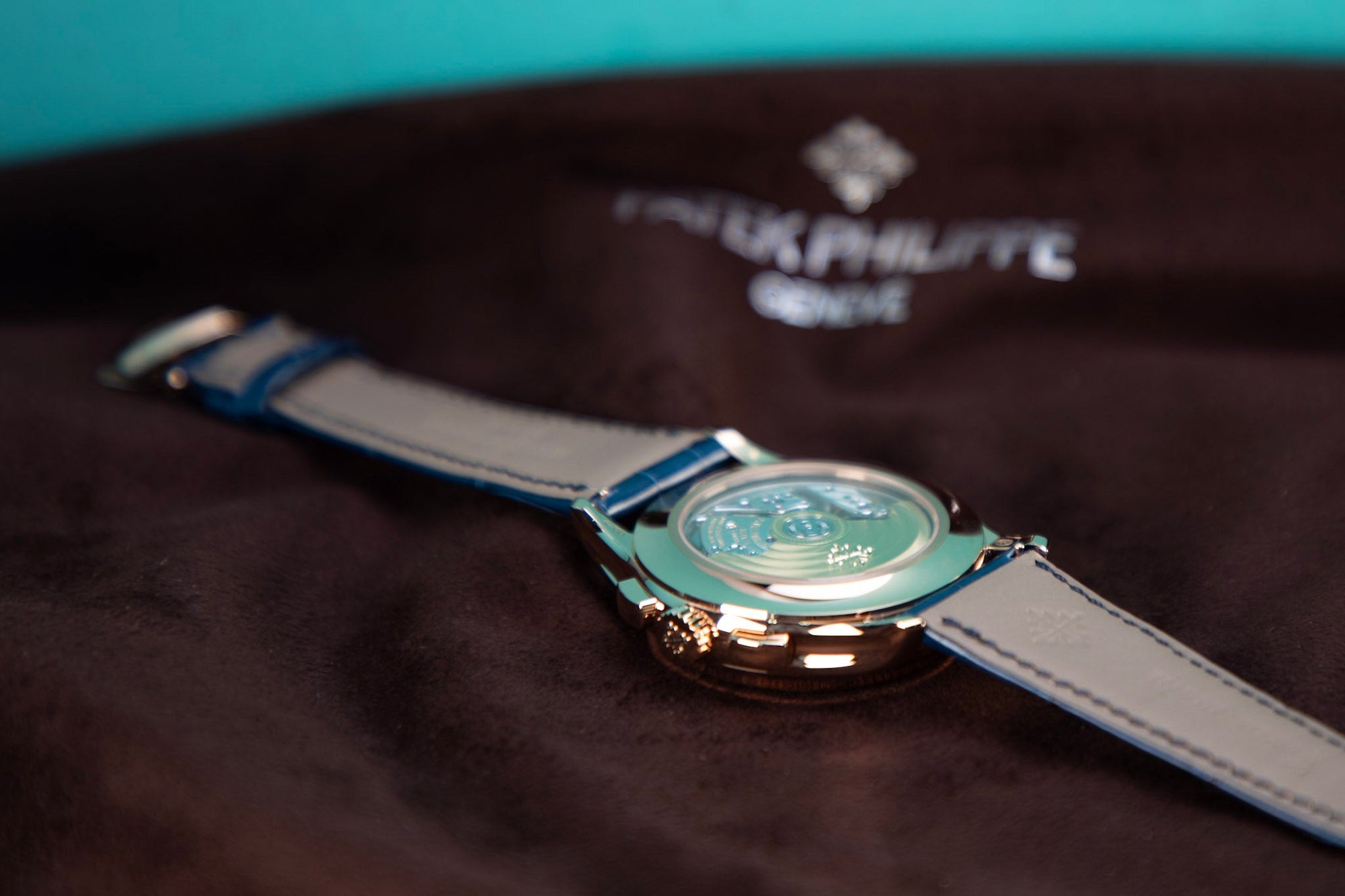 Patek Philippe Complications Flyback Chrono Sunburst Blue Dial Rose Gold Case Blue   Strap 42mm 5905R-010 - WATCHXNYC
