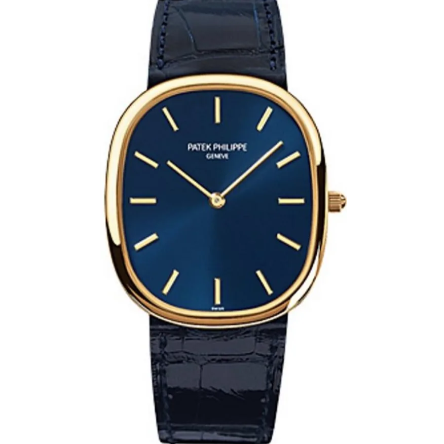 Patek Philippe 3738/100J-012 Golden Ellipse 31.1mm x 35.6mm Blue Dial Yellow Gold - WATCHXNYC