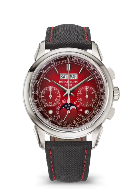 Patek Phillippe Grand Complications Chronograph 41mm Red Dial Platinum Fabric Strap 5270P-017 - WATCHXNYC