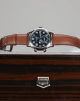 Patek Philippe Complications Calatrava Blue Varnished Dial White Gold Case Calf Leather Brown Strap 42mm 5524G-001 - WATCHXNYC