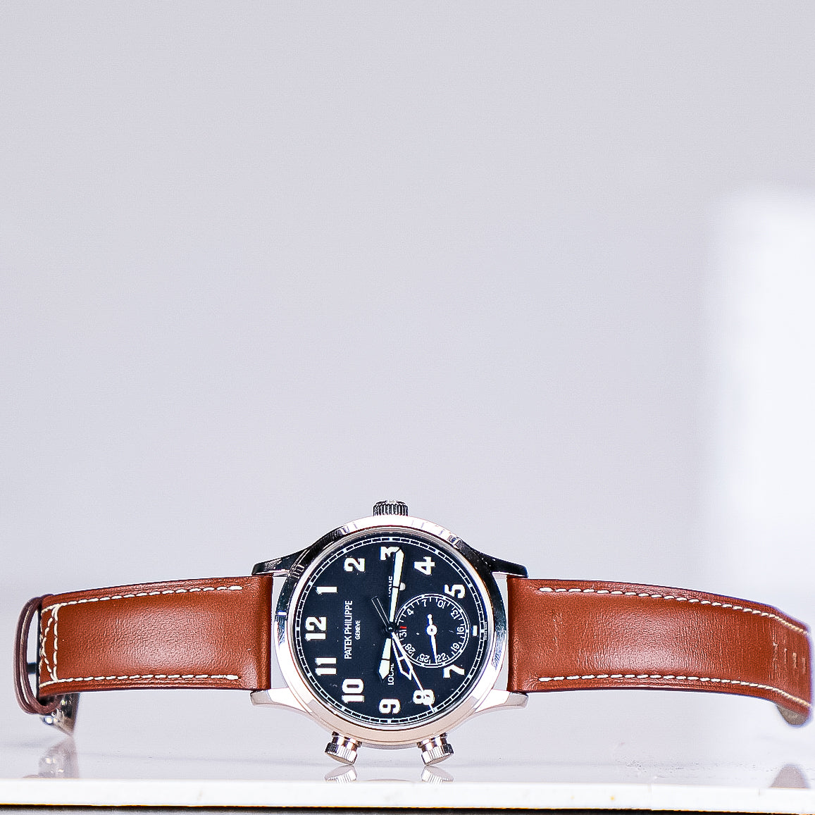 Patek Philippe Complications Calatrava Blue Varnished Dial White Gold Case Calf Leather Brown Strap 42mm 5524G-001 - WATCHXNYC