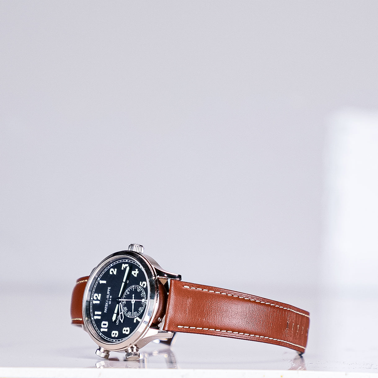 Patek Philippe Complications Calatrava Blue Varnished Dial White Gold Case Calf Leather Brown Strap 42mm 5524G-001 - WATCHXNYC