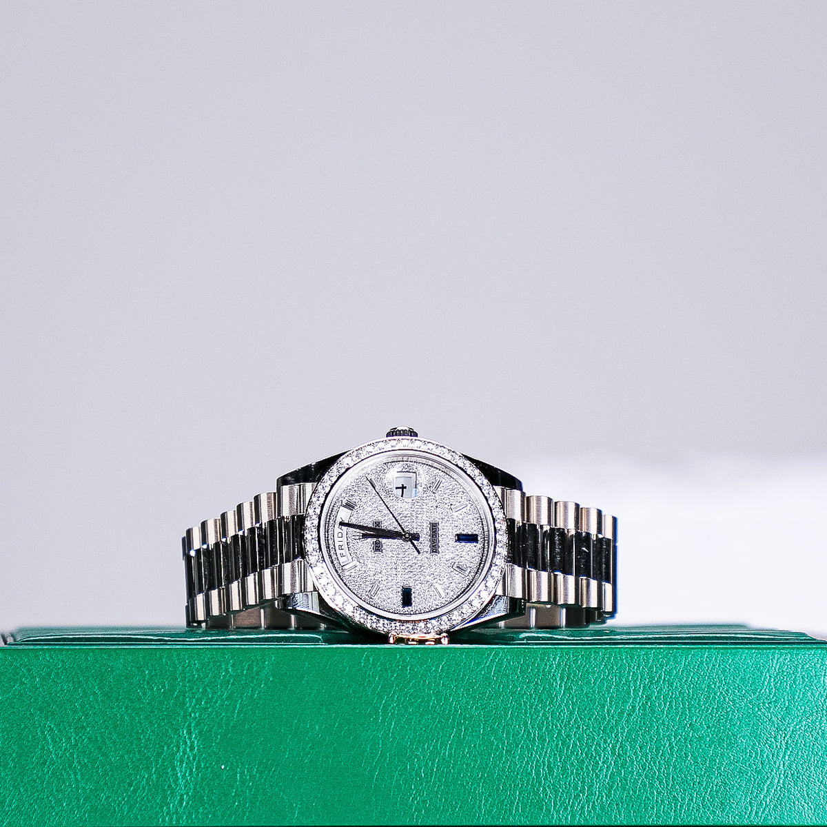 2021 Rolex DayDate Pave Diamond 228349RBr - WATCHXNYC