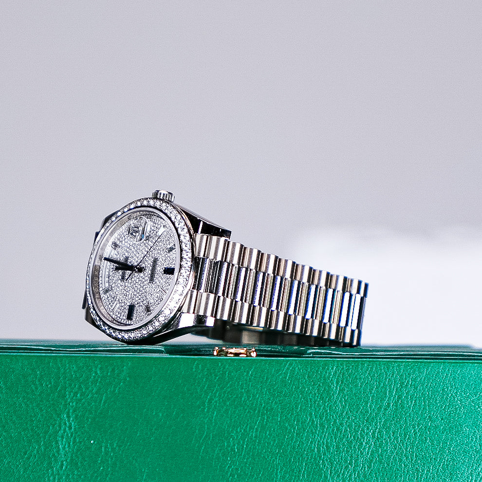 2021 Rolex DayDate Pave Diamond 228349RBr - WATCHXNYC