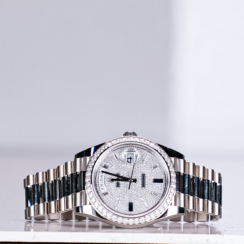 2021 Rolex DayDate Pave Diamond 228349RBr - WATCHXNYC