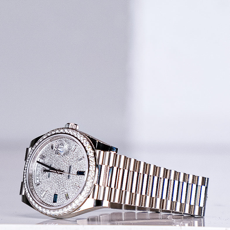 2021 Rolex DayDate Pave Diamond 228349RBr - WATCHXNYC
