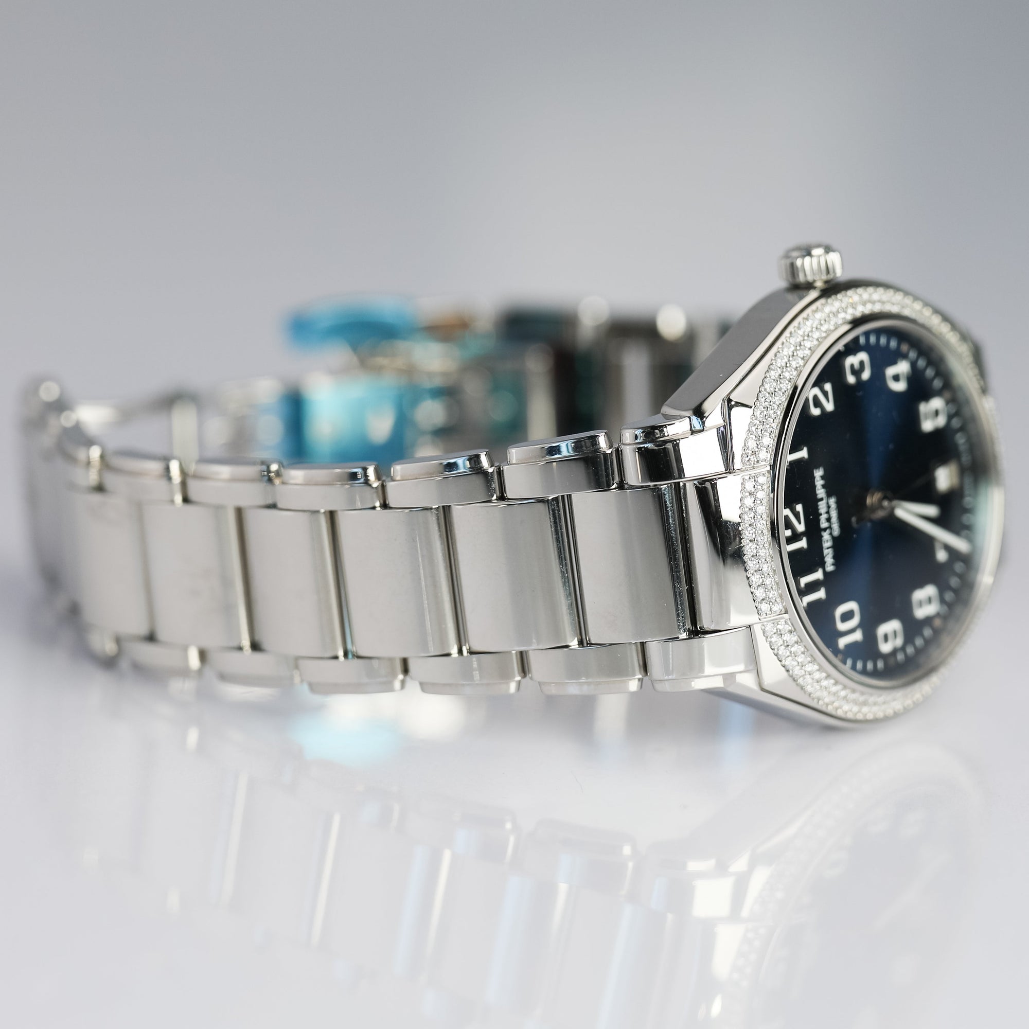 Patek Philippe Twenty~4 36 mm Blue Dial with Diamonds Stainless Steel Bracelet 7300/1200A-001 - WATCHXNYC