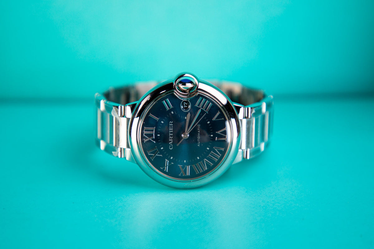 Cartier Ballon Bleu 40 mm Steel Blue Sunray Dial Steel Bracelet WSBB0061 - WATCHXNYC