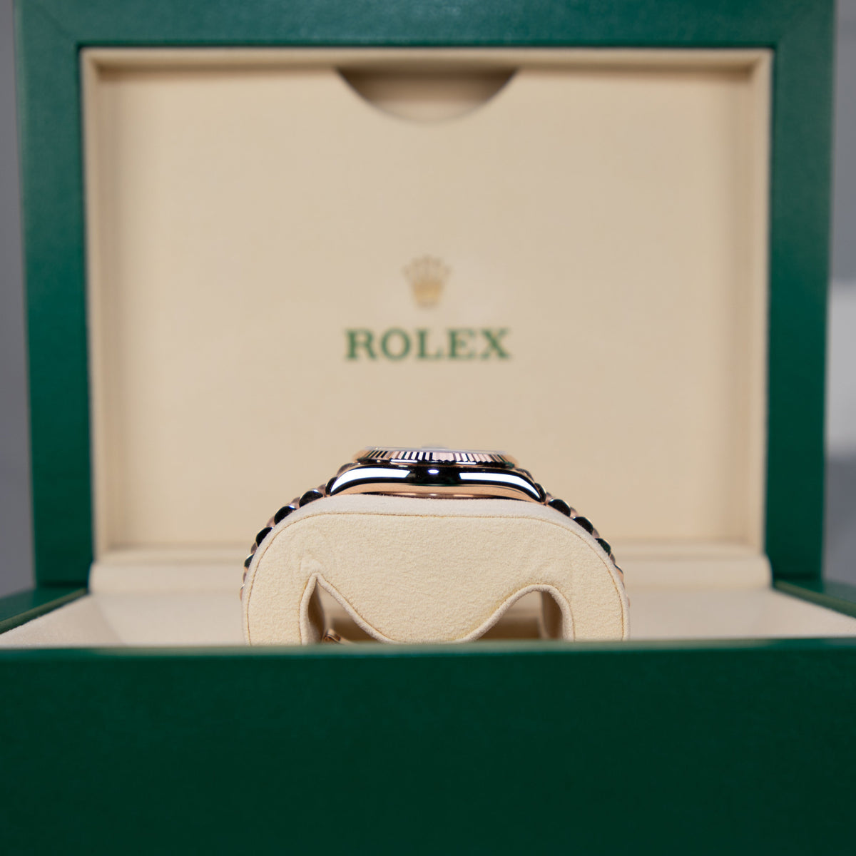 Rolex Day-Date 36mm Olive Green Dial Everose Gold 128235 - WATCHXNYC