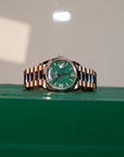 Rolex Day-Date 36mm Olive Green Dial Everose Gold 128235 - WATCHXNYC