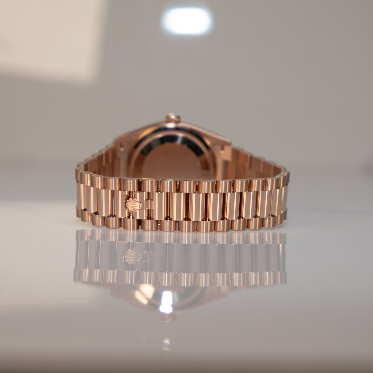 Rolex Day-Date 36 36 mm Green Aventurine Set With Diamonds Dial 18 kt Everose Gold President Bracelet 128235-0068 - WATCHXNYC