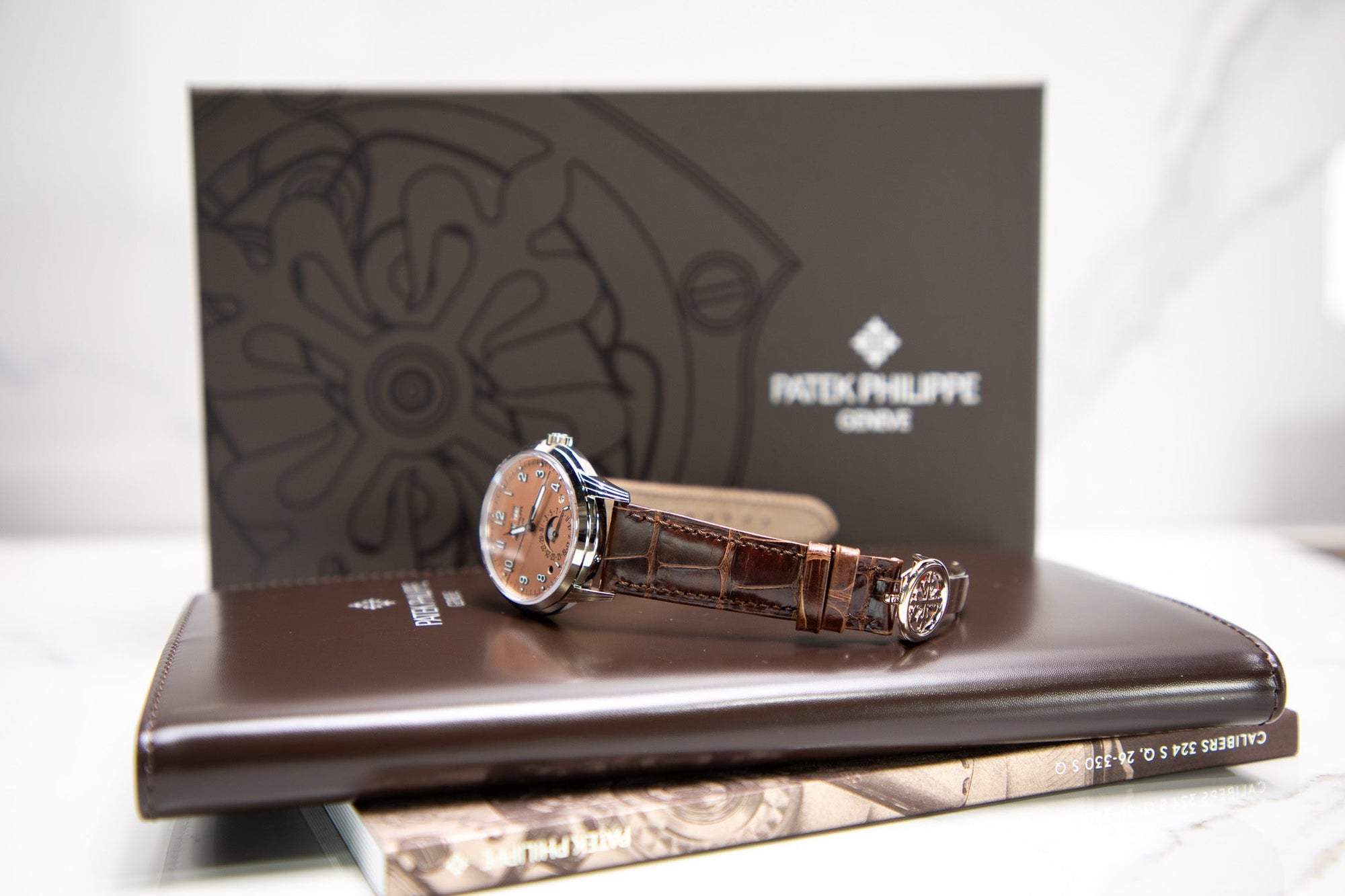 Patek Philippe Grand Complications 40 mm Salmon Dial White Gold   Leather Strap 5320G-011 - WATCHXNYC