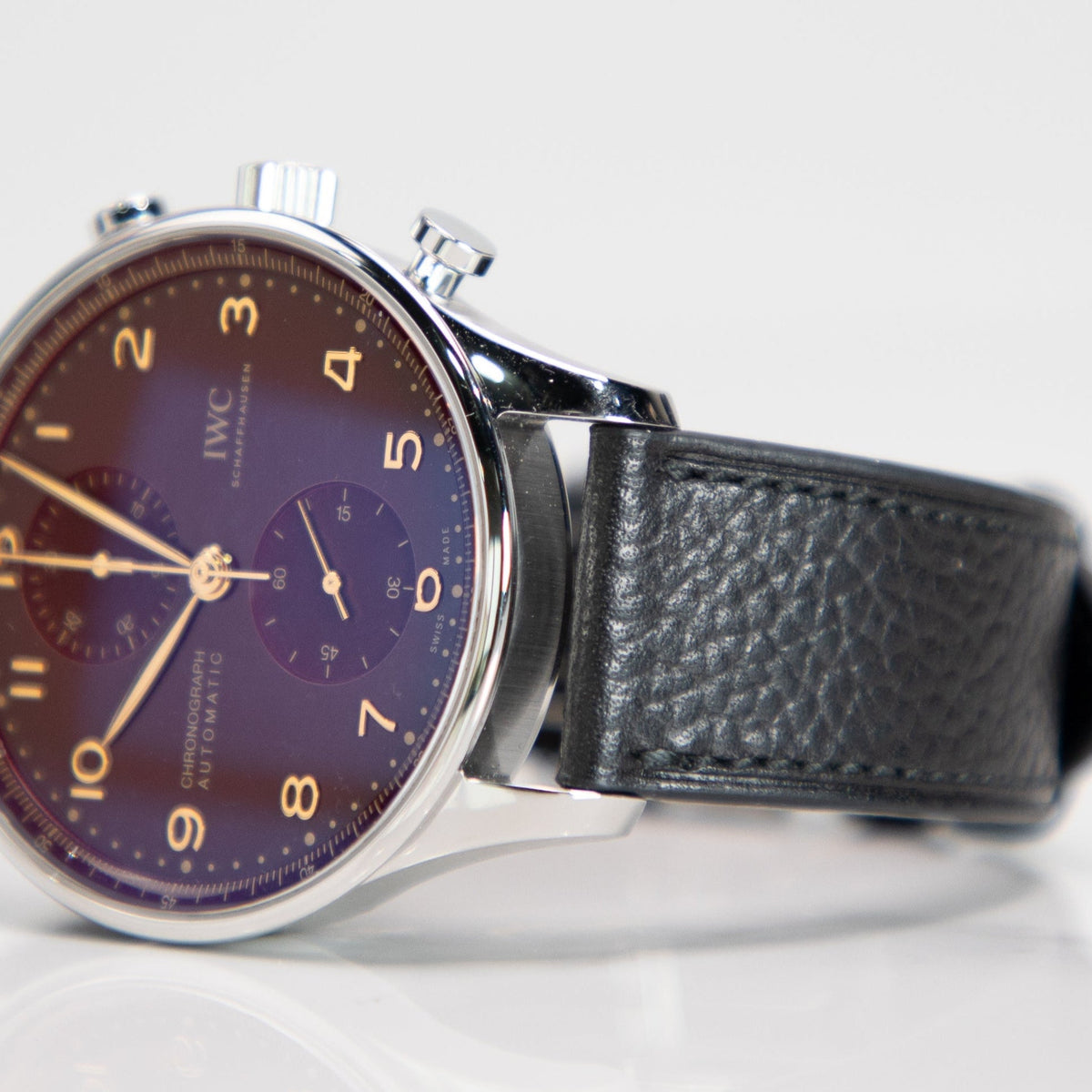 IWC Schaffhausen Portugieser Chronograph Year of the Dragon 41 mm Red Dial Stainless Steel Black   Strap IW371629 - WATCHXNYC