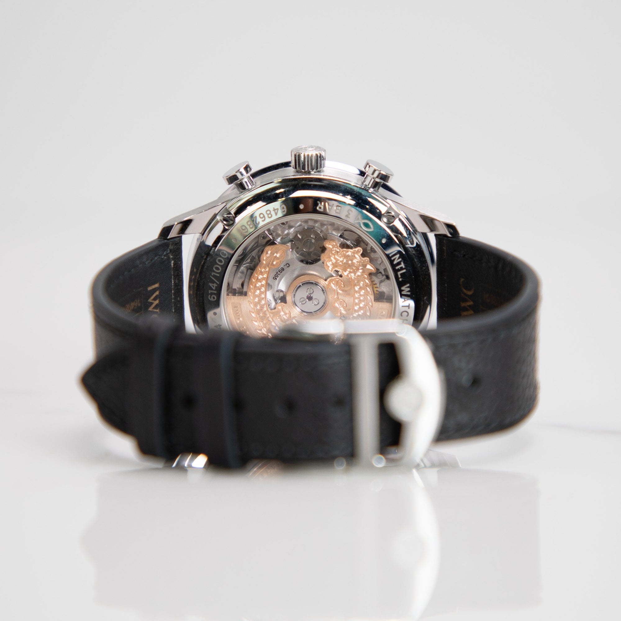 IWC Schaffhausen Portugieser Chronograph Year of the Dragon 41 mm Red Dial Stainless Steel Black   Strap IW371629 - WATCHXNYC