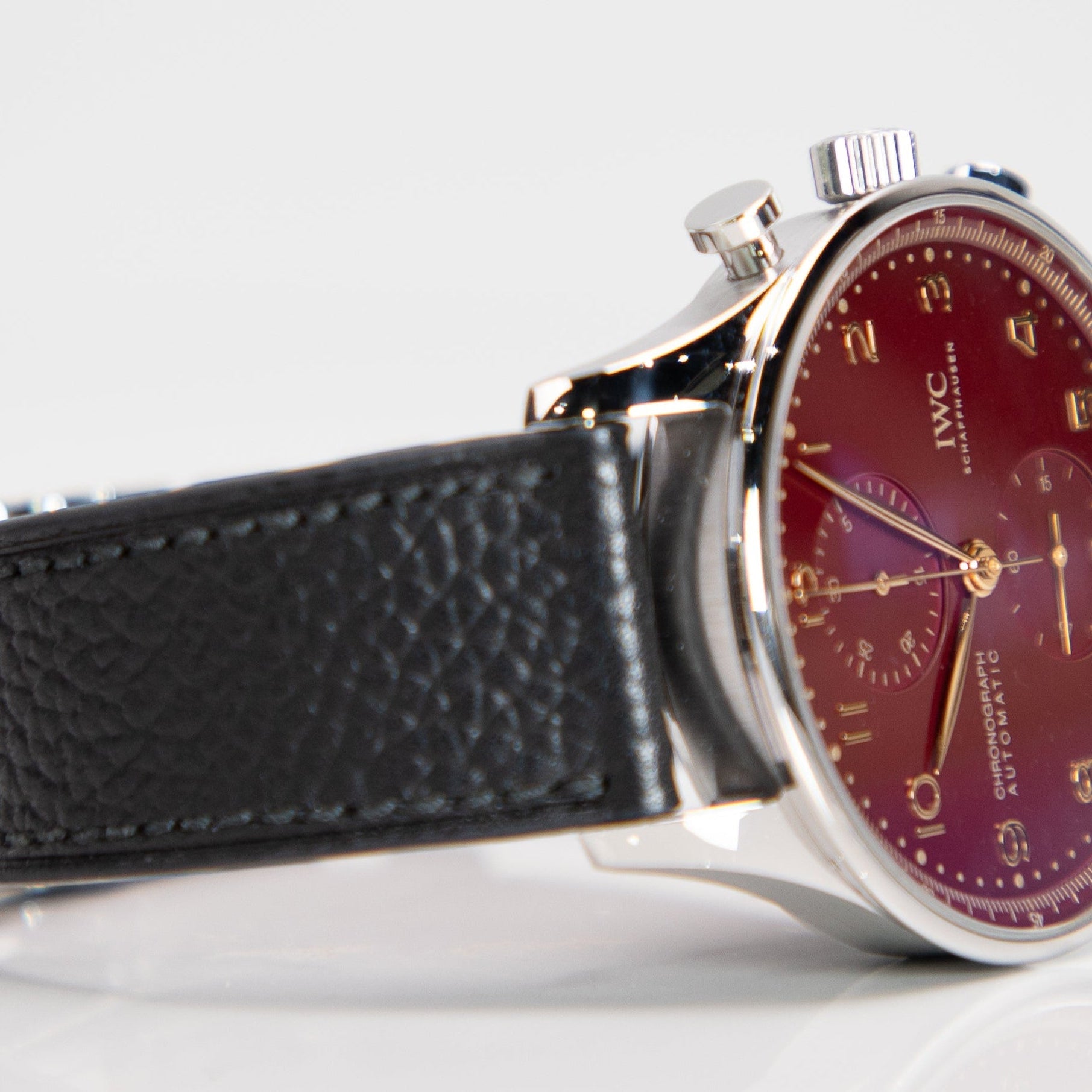 IWC Schaffhausen Portugieser Chronograph Year of the Dragon 41 mm Red Dial Stainless Steel Black   Strap IW371629 - WATCHXNYC