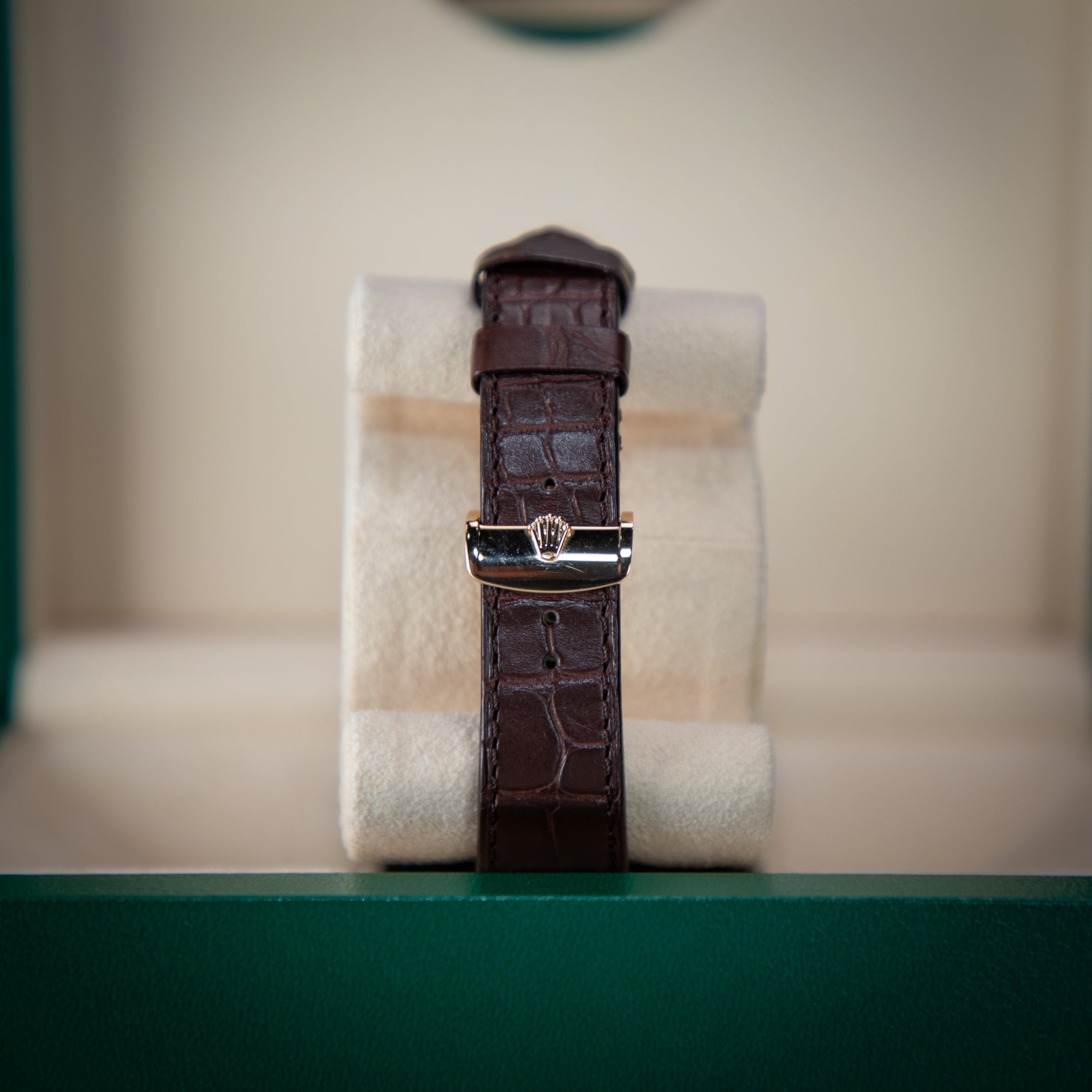 Rolex 1908 39 mm Intense White Dial 18 Kt Yellow Gold Matt Brown   Leather Strap m52508-0006 - WATCHXNYC
