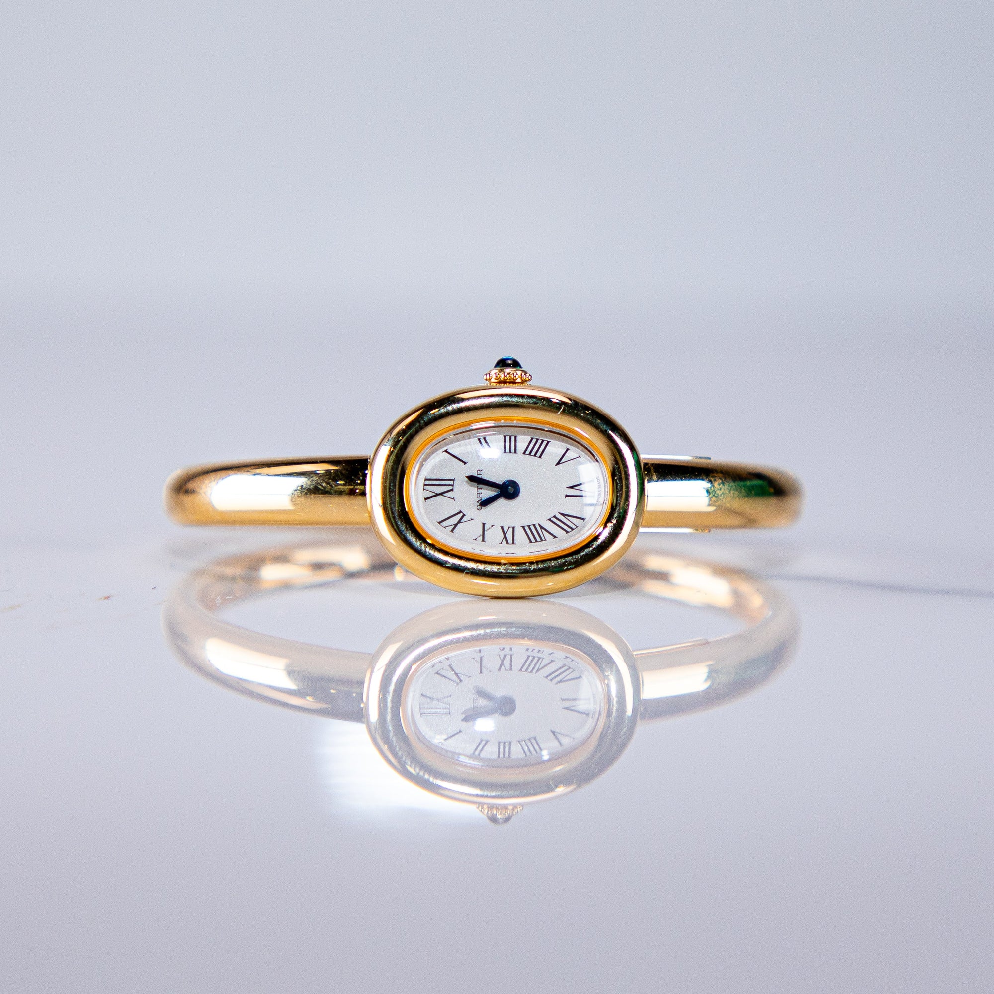 Cartier Baignoire Mini 24.6 mm x 18.7 mm Silver Dial 18k Yellow Gold Bracelet WGBA0044 - WATCHXNYC