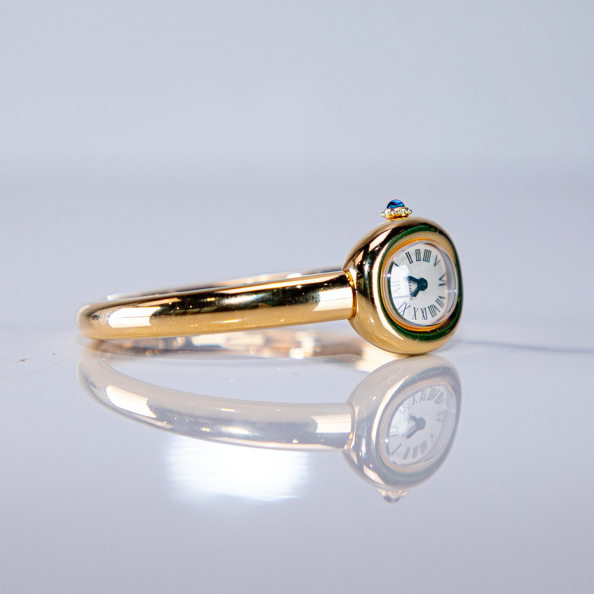 Cartier Baignoire Mini 24.6 mm x 18.7 mm Silver Dial 18k Yellow Gold Bracelet WGBA0044 - WATCHXNYC