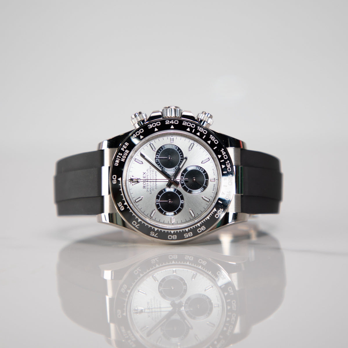 Rolex Cosmograph Daytona 40 mm Steel and Bright Black  Dial 18 kt White Gold Oysterflex Bracelet 126519ln-0006 - WATCHXNYC