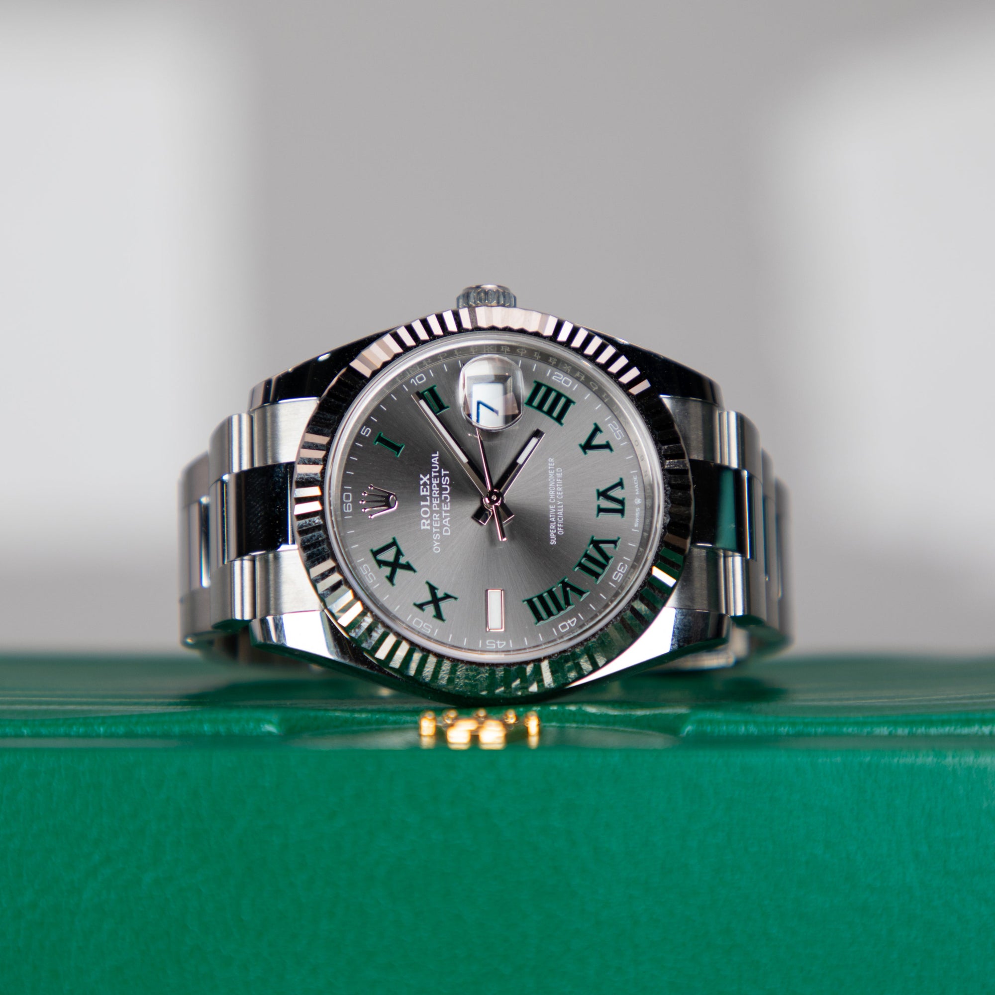 Rolex Datejust 41 mm Wimbledon Slate Dial Oystersteel and White Gold Oyster Bracelet 126334-0021 - WATCHXNYC