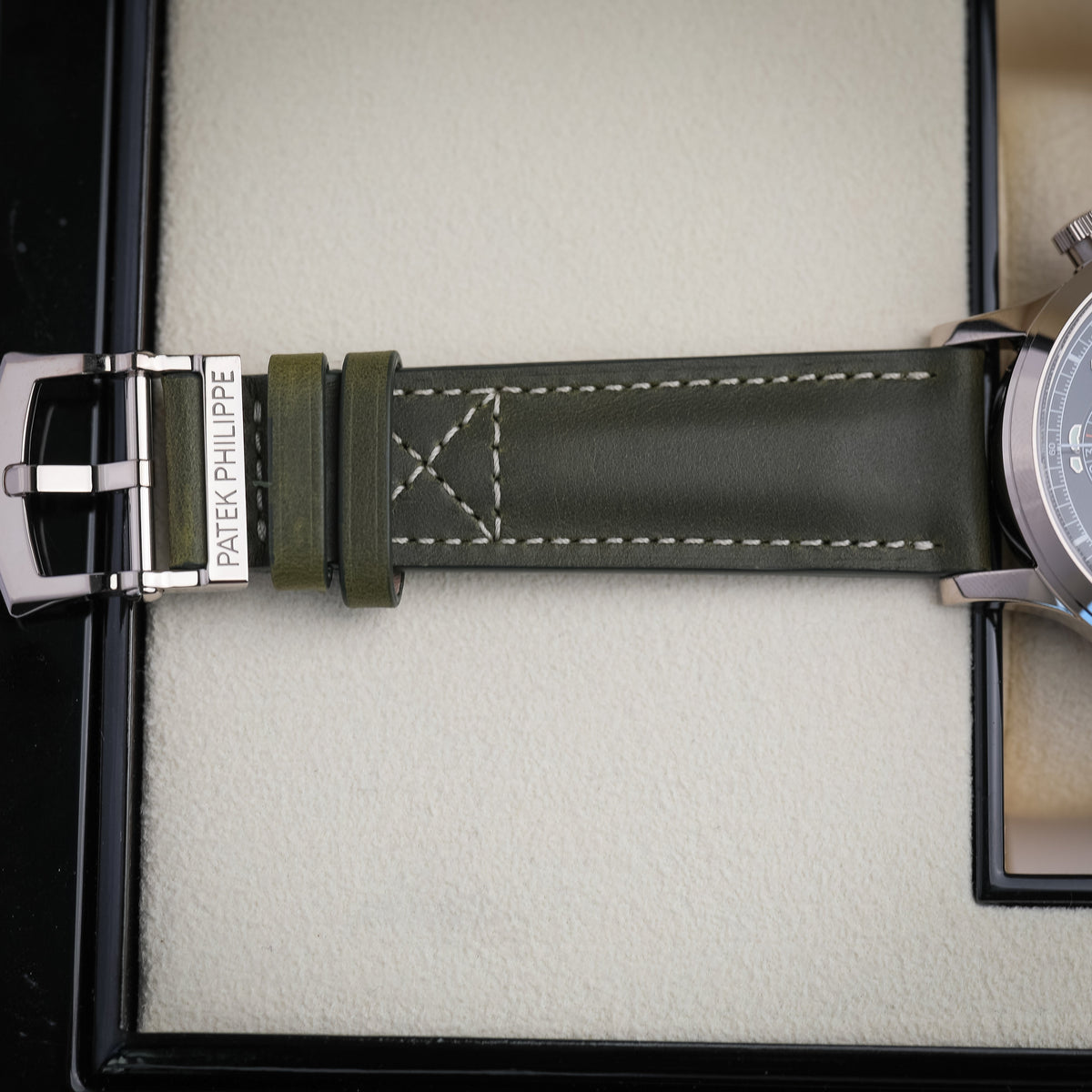 Patek Philippe Complications Calatrava Green Dial White Gold Case Green Strap 42 mm 5924G-010 - WATCHXNYC