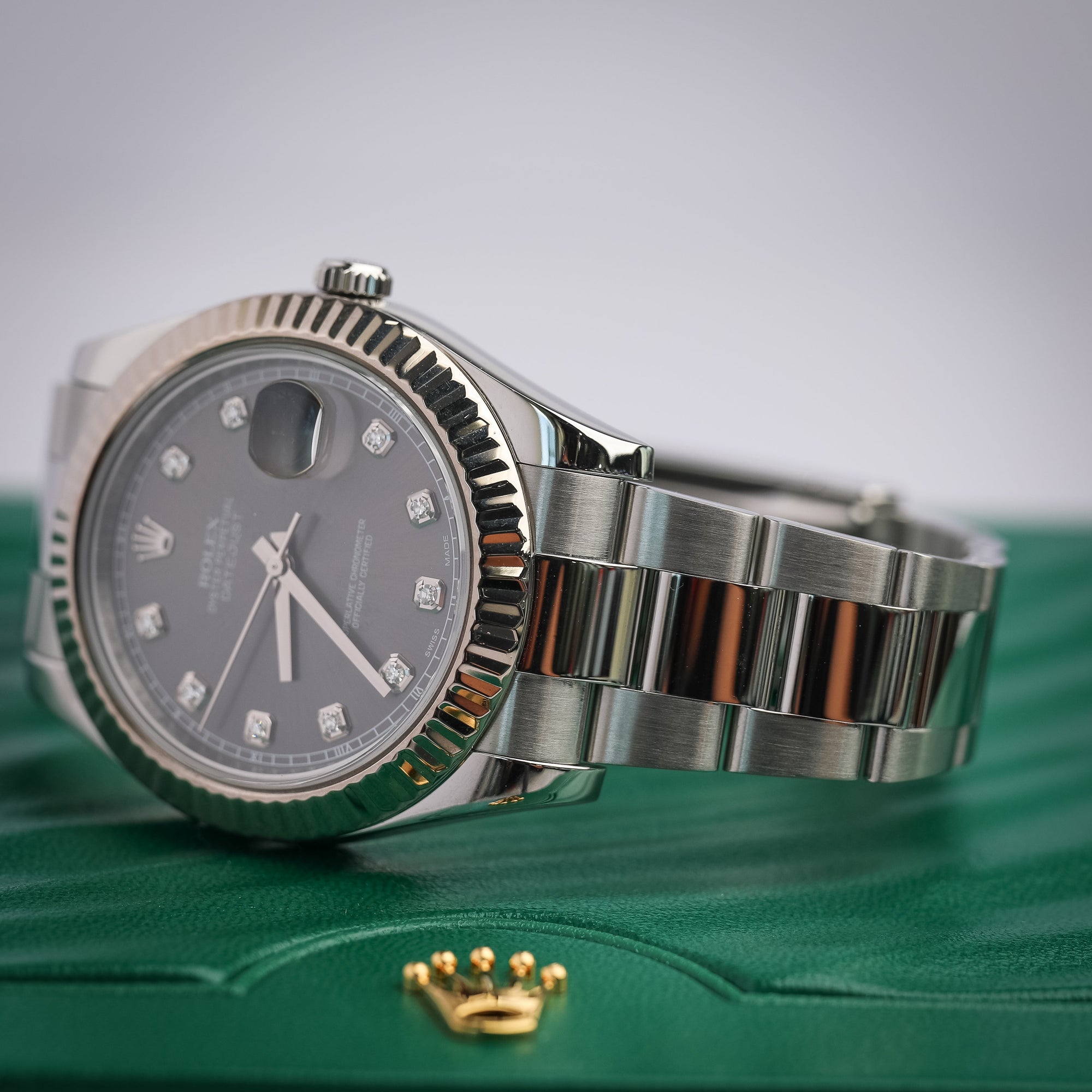 Rolex Datejust Grey Diamond Dial Steel 41mm Oyster 126334 - WATCHXNYC