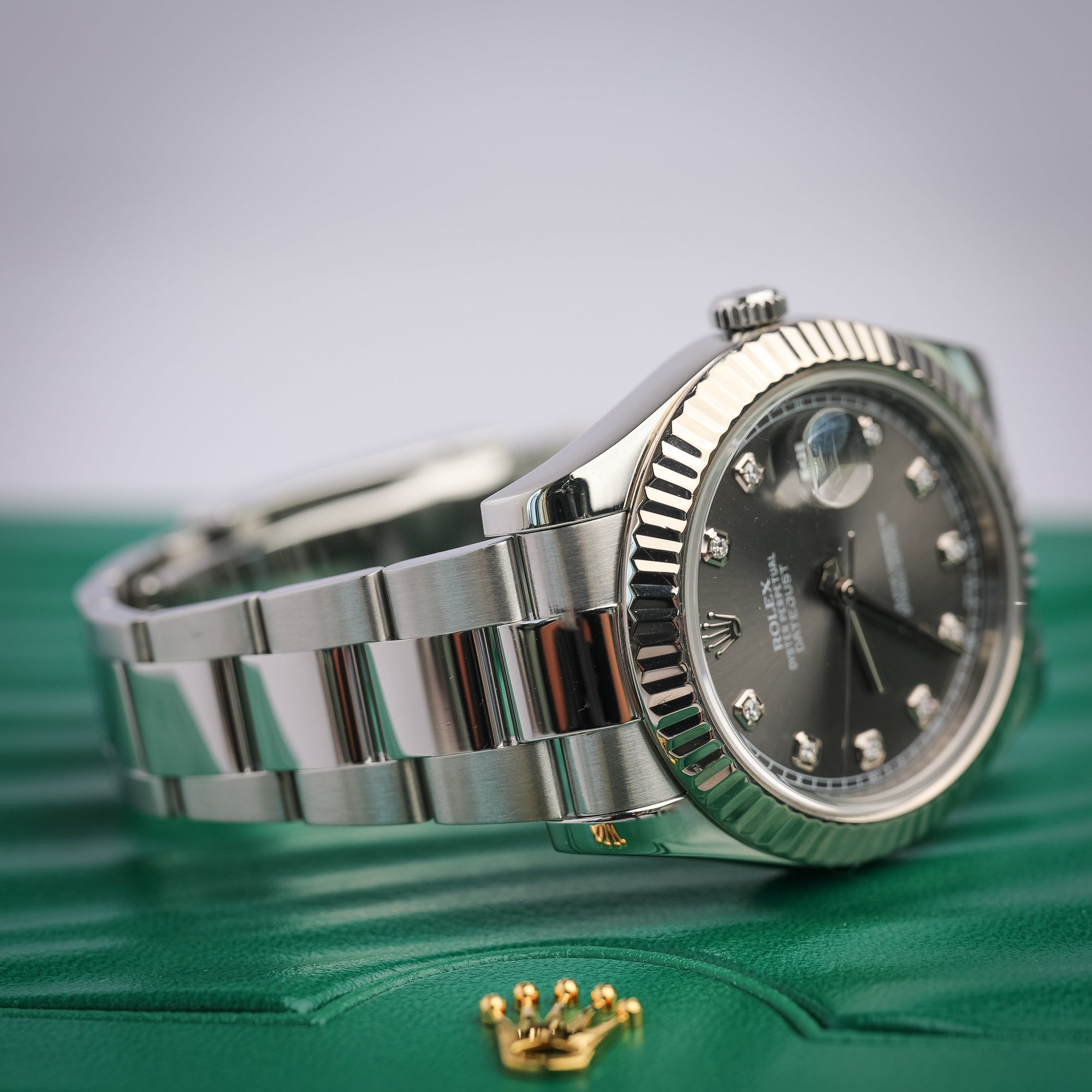 Rolex Datejust Grey Diamond Dial Steel 41mm Oyster 126334 - WATCHXNYC