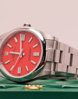 Rolex Oyster Perpetual 41mm Coral Red Dial Oystersteel 124300 - WATCHXNYC