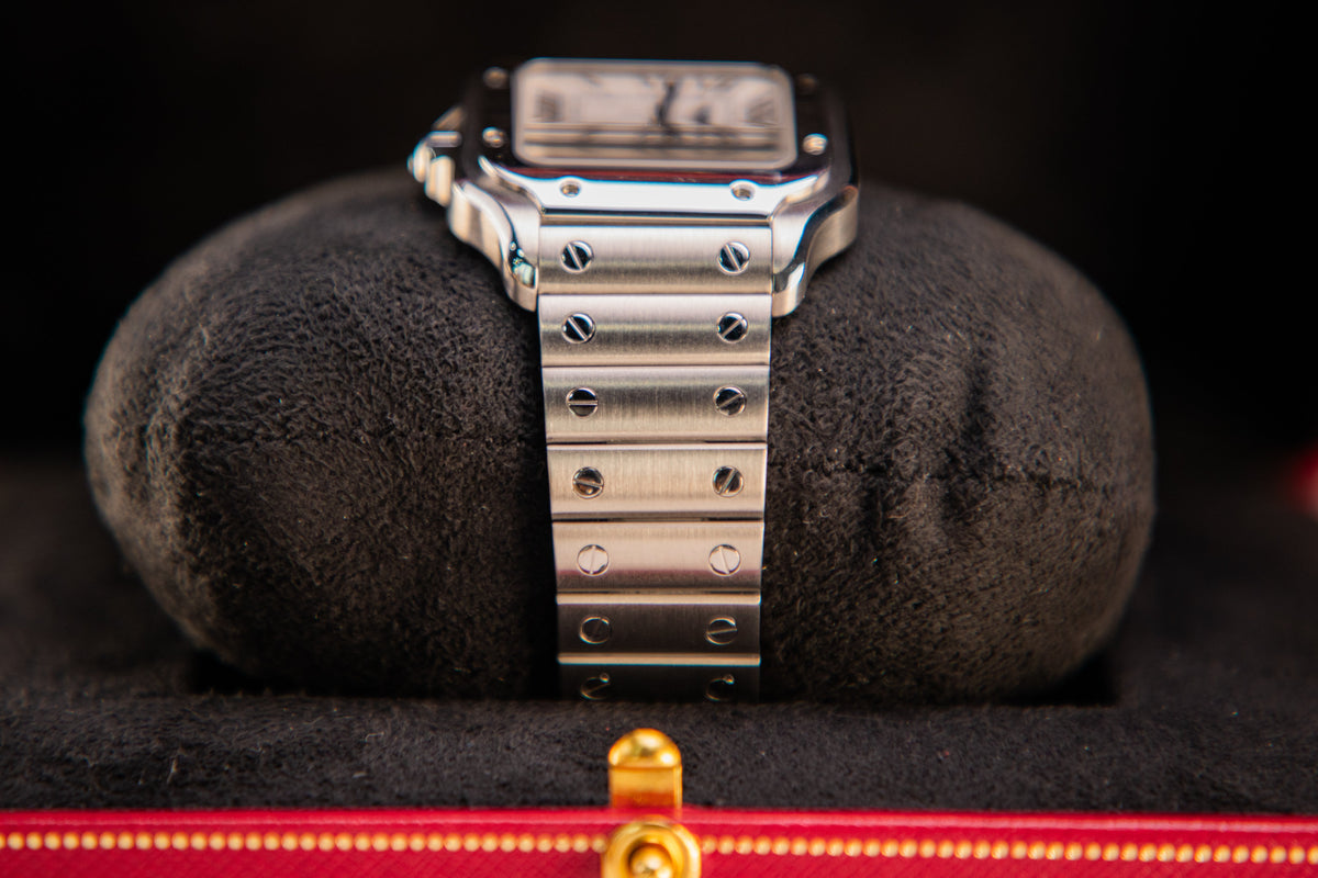 Cartier Santos 41.9 mm x 35.1 mm Medium Steel Silver Dial Bracelet WSSA0029 - WATCHXNYC