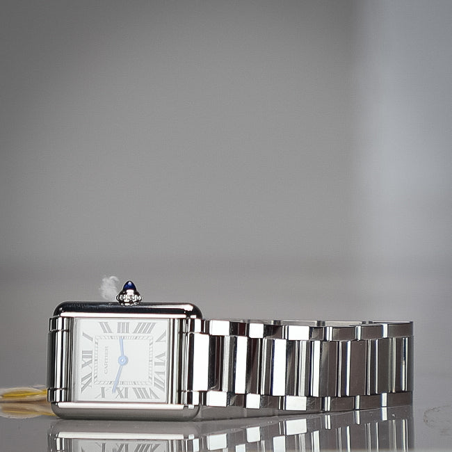 Cartier Tank Must 29.5 mm x 22.0 mm Silver Dial Steel Bracelet WSTA0107 - WATCHXNYC
