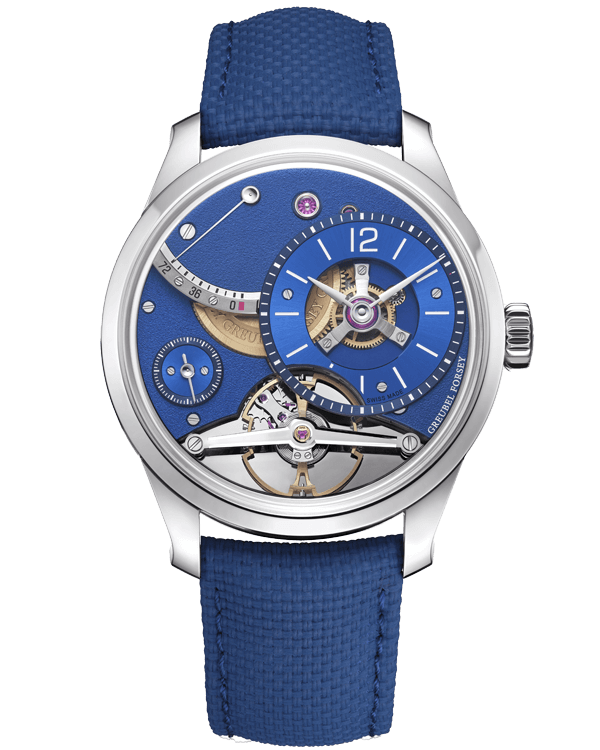 Greubel Forsey Balancier Contemporain Stainless Steel 39.6 mm Blue Dial & Textured Rubber Strap - WATCHXNYC