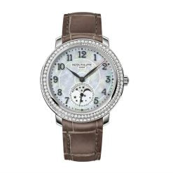 Patek Philippe Complications Moon Phase 33.3mm White Mother of Pearl Dial White Gold 4968G-010 - WATCHXNYC