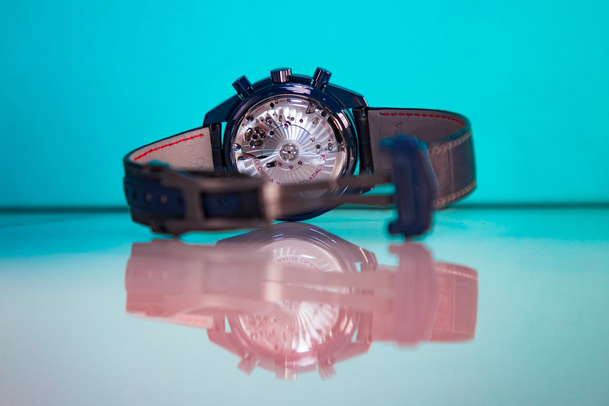 Omega Speedmaster  Moonphase  Blue Dial 44.25 mm  Blue ceramic Strap 304.93.44.52.03.001 - WATCHXNYC