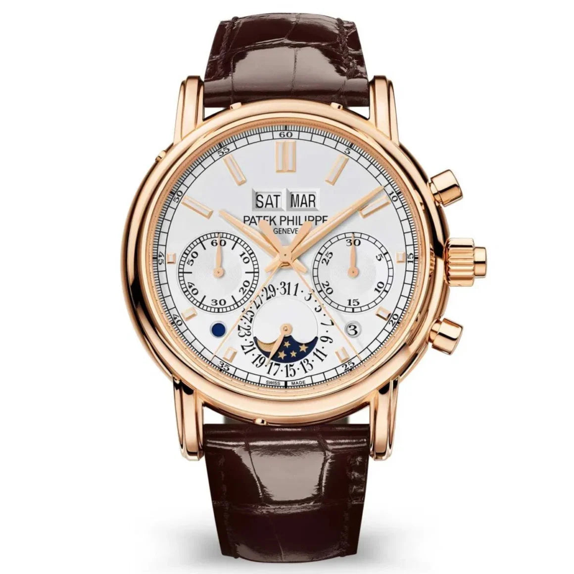 Patek Philippe Perpetual Calendar Grand Complications 38mm White Dial Rose Gold 5204R-001 - WATCHXNYC