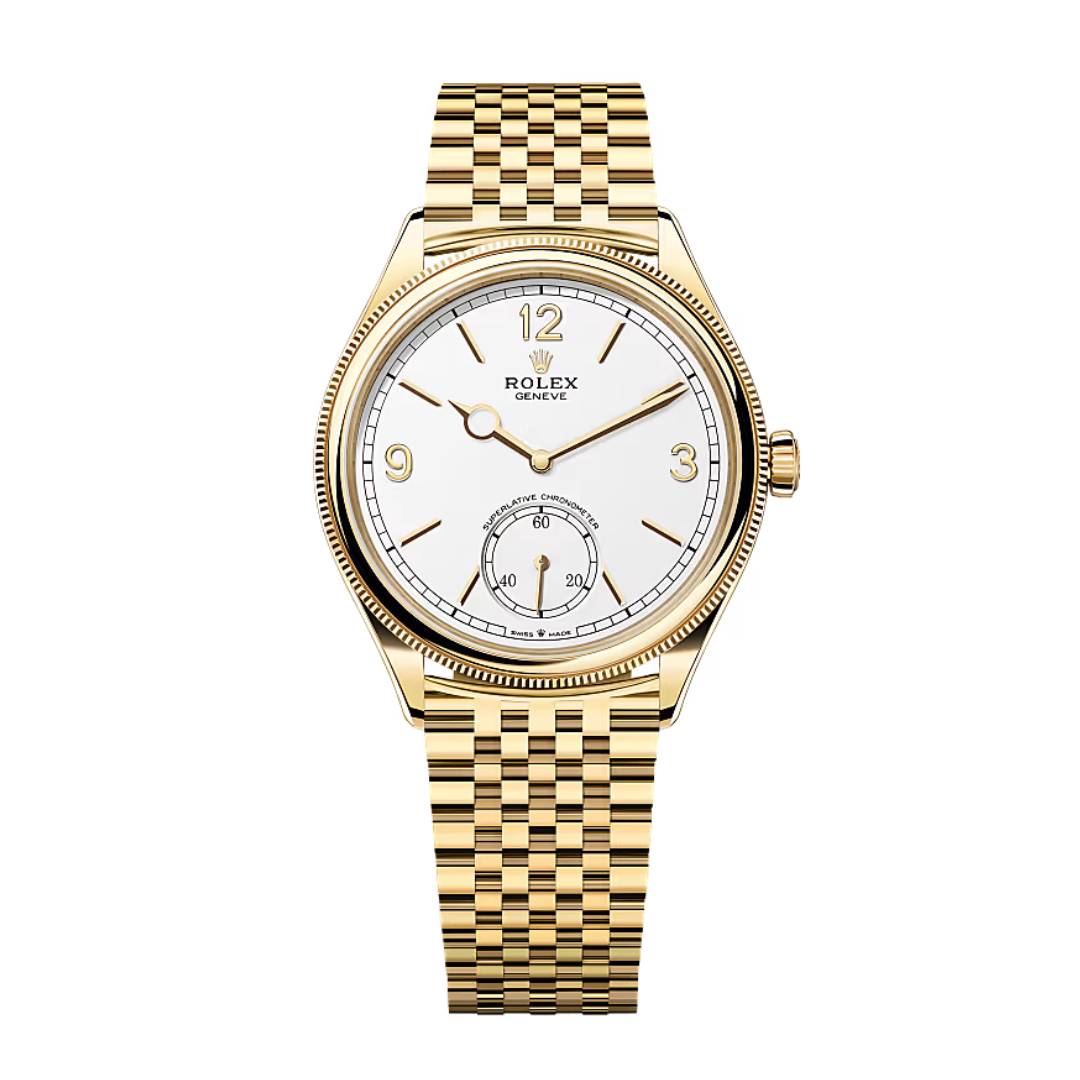 Rolex 1908 39 mm Intense White Dial 18 Kt Yellow Gold Gold Bracelet m52508-0008 - WATCHXNYC