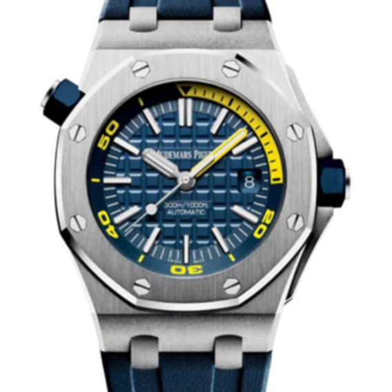 Audemars Piguet Royal Oak Offshore 42mm Blue &amp; Stainless Steel Dial Blue Strap 15710ST.OO.A027CA.01 - WATCHXNYC