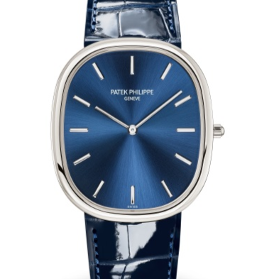 Patek Philippe 5738P-001 Golden Ellipse 36mm Blue Dial Platinum - WATCHXNYC