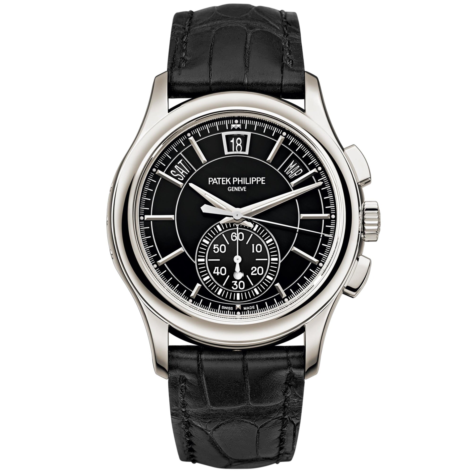Patek Philippe 5905P-010 Complications 42mm Black Dial Platinum - WATCHXNYC