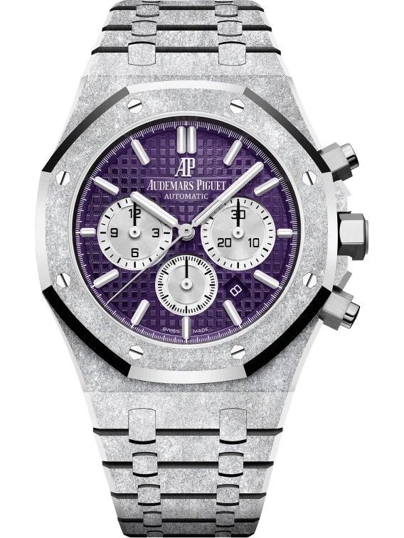 Audemars Piguet Royal Oak 41mm Purple Dial Frosted White Gold 26331BC.GG.1224BC.01 - WATCHXNYC