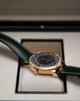 Patek Philippe Complications World Time Olive Green Dial Rose Gold Diamond Case   Green Strap 36 mm 7130R-014 - WATCHXNYC