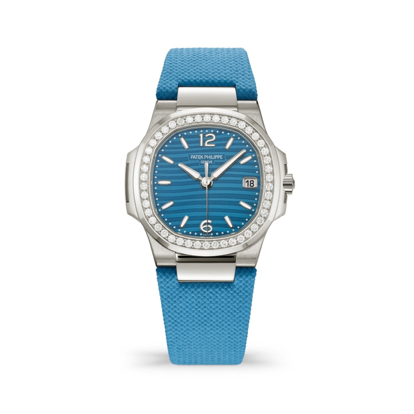 Patek Philippe Nautilus 32mm Blue Dial White Gold 7010G-013 - WATCHXNYC