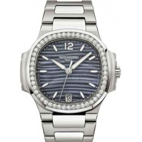 Patek Philippe 7018/1A-010 Nautilus Blue Tinted Mother Of Pearl Dial 33.6mm Stainless Steel - WATCHXNYC